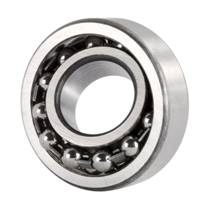 Self-aligning ball bearing with pressed steel cage